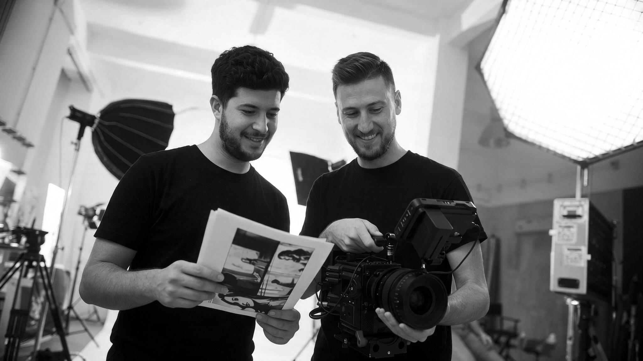 Emilio y Andrés en rodaje